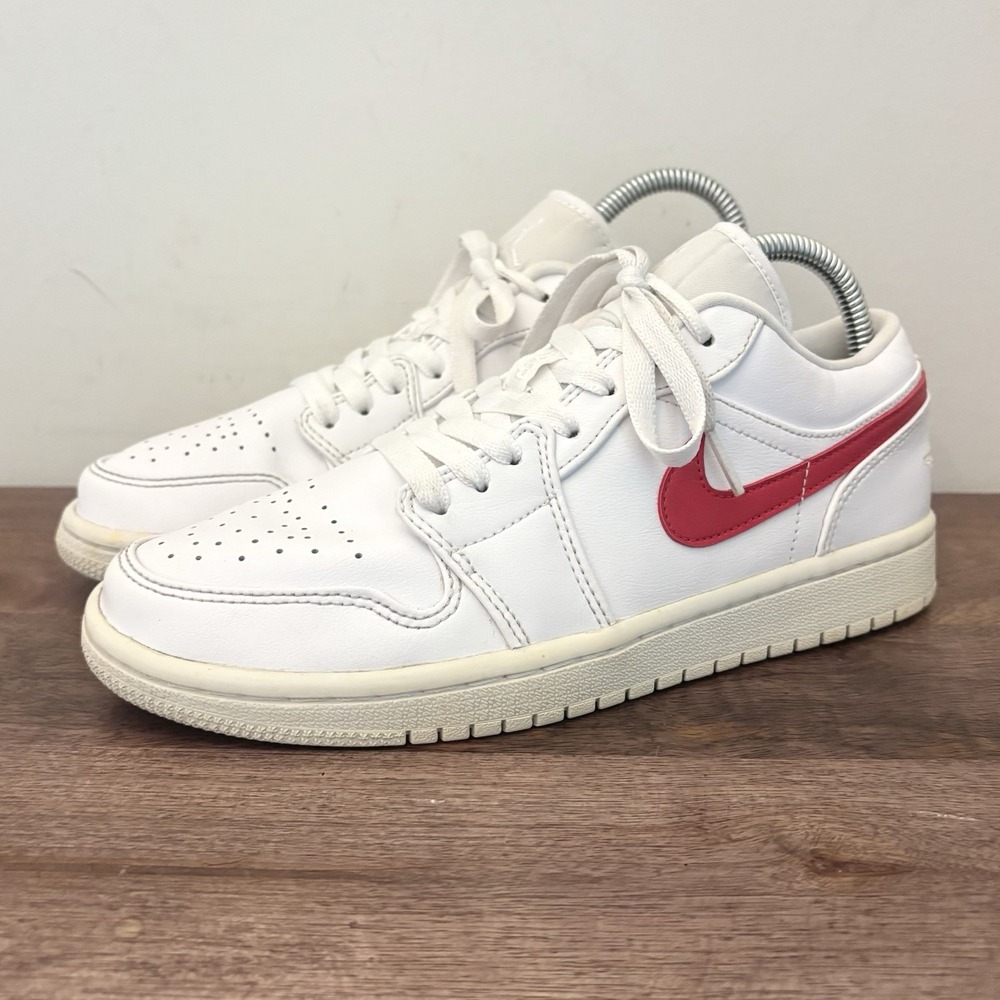 Nike Air Jordan 1 Low White University Red Sneakers Shoes Womens 8 AO9944-161